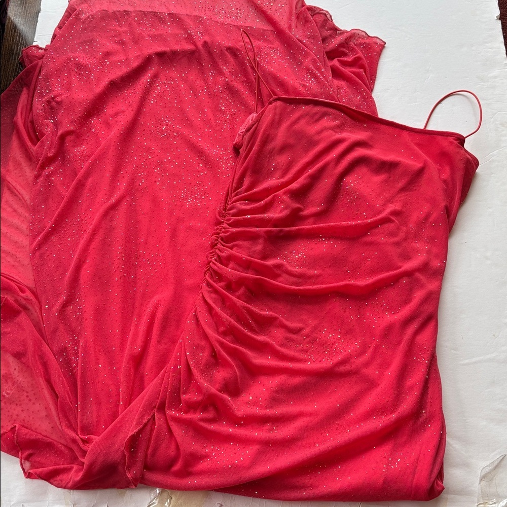 Vintage Maxi y2k Dress Hot Pink Sparkle S Iconic Fairy Princess Glitter Party - Picture 3 of 17